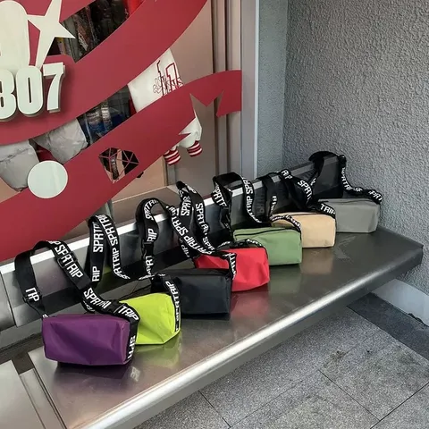 Waterproof Coated Nylon Shoulder Bag Casual Crossbody Bag With Wide Letter Strap Fashion Daily Bag For Women
