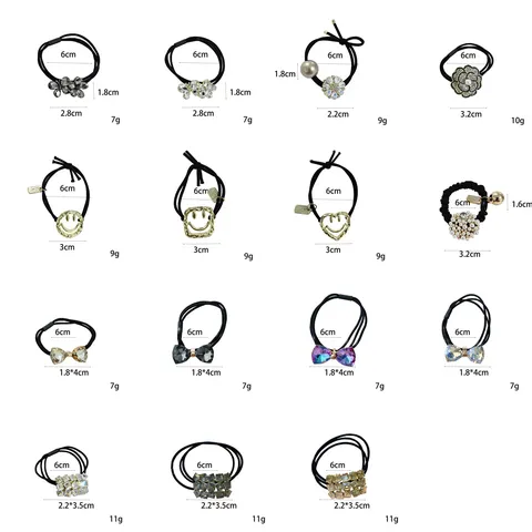 High Elastic Hair Ties Smiling Face Rhinestone Flower Butterfly Geometric Alloy Hair Bands Fashion Hair Accessories For Women Girls
