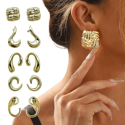Mode Vergoldete Legierung Geometrische Ohrringe Leichter Luxus Glatte Creolen Ohrstecker Für Damen Bottega Stil Schmuck Geschenk