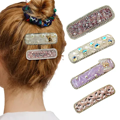 Süße Zinklegierung Strass Haarspange Elegante Künstliche Perle Geometrische BB-Spange Mode Cartoon Bär Haarnadel Zubehör Für Damen