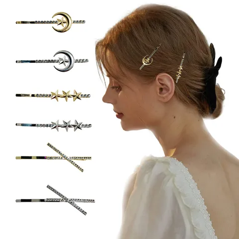 Legierung Strass Schmetterling Herz Stern Haarspangen Für Damen Glänzende Süße Coole Entenschnabel Pony Seiten Haarnadeln Kopfschmuck