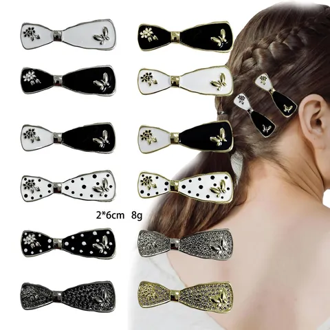Eleganter Zinklegierung Schleife Haarclip Glänzender Strass Eleganter Seiten-Haarspange Süßes Herz Emaille Feder Top Haarschmuck Für Damen