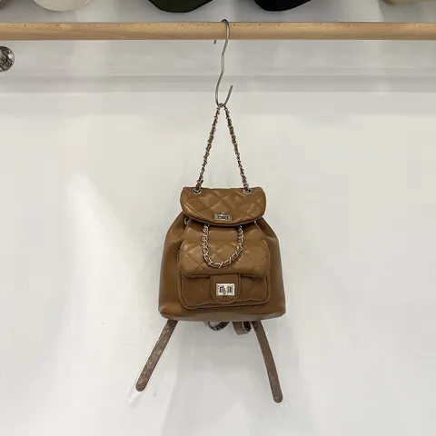 Women Diamond Lattice Chain Backpack Small PU Leather Shoulder Bag Casual Daily Travel Daypack Handbag