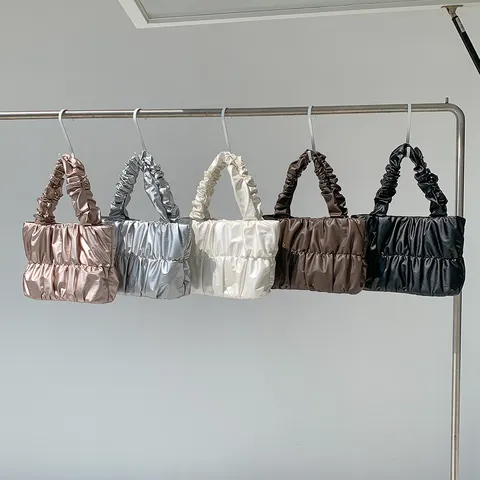 Women Fashion Pleated Soft PU Leather Shoulder Bag Casual Cloud Underarm Hobo Bag Daily Versatile Handbag
