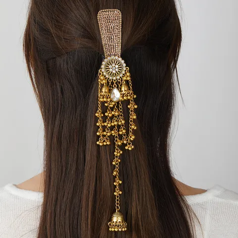New Chinese Style Vintage Tassel Hair Clip Alloy Rhinestone Long Fringe Hairpin Ethnic Style Hair Accessories For Women