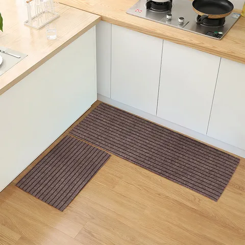 Modern Gestreifte Küche Bodenmatte Saugfähig Rutschfest Teppich Waschbar Schmutzabweisend Heimdekor Fußmatte Zweiteiliges Set