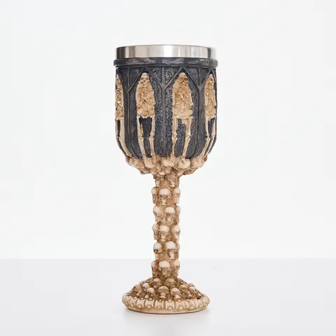 Calice de Crâne Gothique Résine Intérieur en Acier Inoxydable Coupe à Vin Style Antique Décoration de Maison Personnalisée Fête