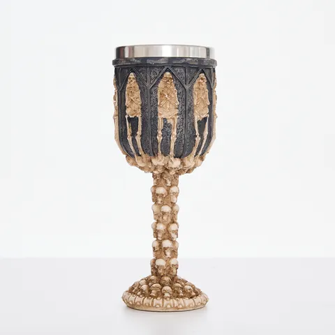 Calice de Crâne Gothique Résine Intérieur en Acier Inoxydable Coupe à Vin Style Antique Décoration de Maison Personnalisée Fête