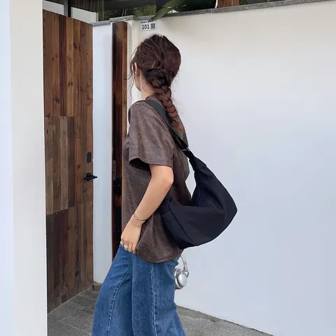 Women Waterproof Crescent Crossbody Bag Casual Streetwear Workwear Hobo Shoulder Bag Handbag