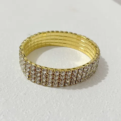 Fashion Women Rhinestone Stretch Bracelet Sparkly Crystal Elastic Bangle Elegant Wedding Party Jewelry Gift