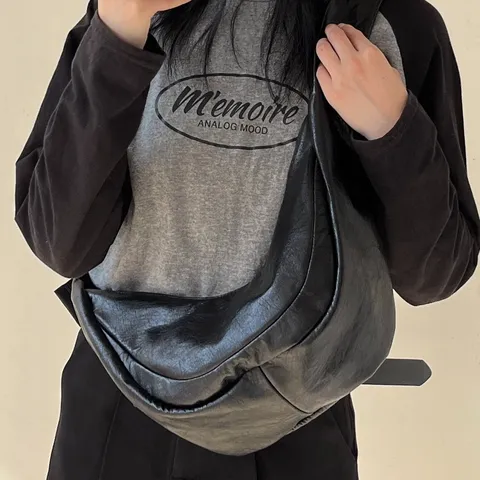 Soft PU Leather Dumpling Bag Women Retro Minimalist Versatile Shoulder Underarm Bag Large Capacity Crossbody Croissant Bag