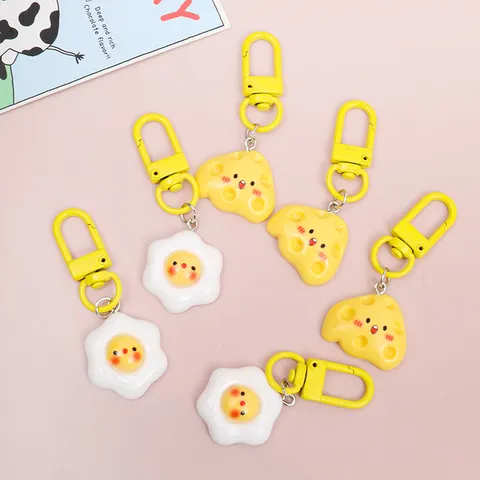 Süßer Käse Spiegelei Harz Schlüsselanhänger Cartoon Simuliertes Essen Taschenanhänger Kawaii Schlüsselring Tägliches Zubehör