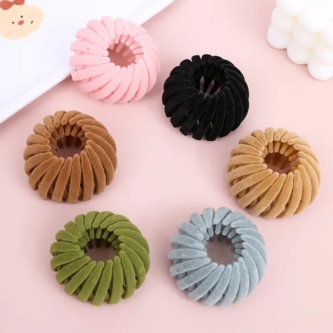 Koreanischer Stil Samt Kunststoff Vogelnapf Haarklammer Zopf Dutt Macher Geometrisch Haarschmuck Für Damen