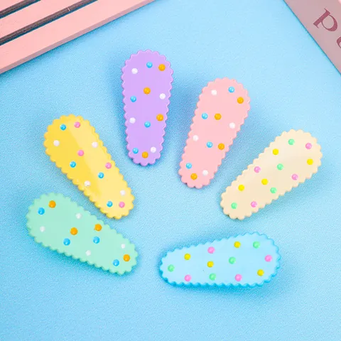 Süße Polka Dot Haarspange Kleine Acryl Bunte Punkt Entenschnabel Clip Süßigkeiten Farbe Seite Haarnadel Haarschmuck für Kinder Damen