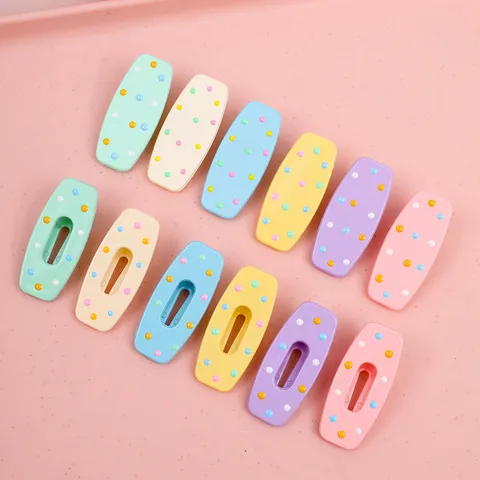 Süße Macaron Punkte Entenschnabel Haarspangen Harz Süße Haarnadeln Pony Klips Tägliche Haaraccessoires Für Kinder Mädchen