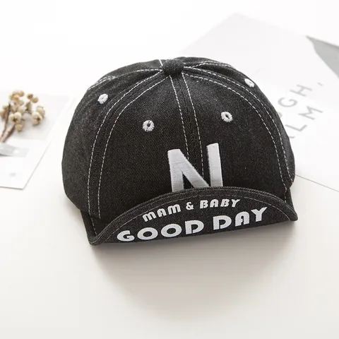 Säuglinge Süße Baumwolle Denim Baseball Kappe Buchstaben Stickerei Kurzer Schirm Sonnenschutz Hut Für Baby Jungen Mädchen Kleinkind Kinder Outdoor