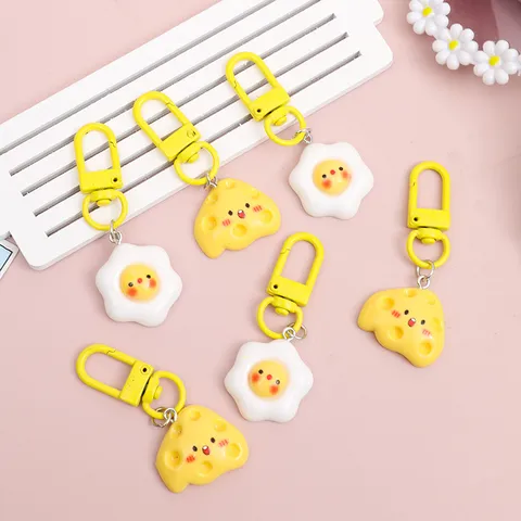 Süßer Käse Spiegelei Harz Schlüsselanhänger Cartoon Simuliertes Essen Taschenanhänger Kawaii Schlüsselring Tägliches Zubehör