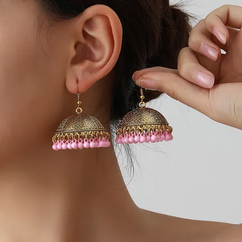 Vintage Palace Lantern Tassel Drop Earrings Alloy Ethnic Style Geometric Ear Hook Women Fashion Jewelry Gift