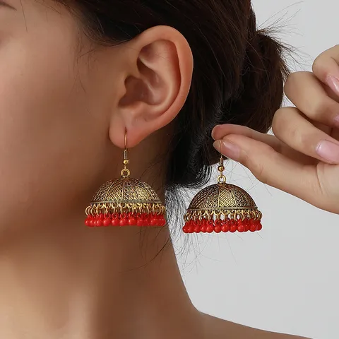 Vintage Palace Lantern Tassel Drop Earrings Alloy Ethnic Style Geometric Ear Hook Women Fashion Jewelry Gift