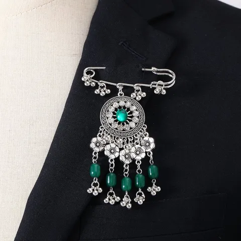 Vintage Ethnic Tassel Brooch Pin Alloy Rhinestone Fashion Clothing Accessories Jewelry Gift For Women
