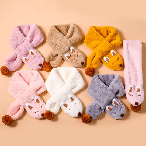 Kinder Winter Warm Plüsch Schal Süßes Cartoon Tier Design Weicher Velours Halswärmer Für Jungen Und Mädchen Tägliche Kleidung