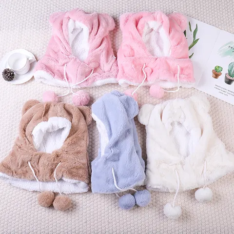 Süßes Winter Warmes Kinder Mütze und Schal Set Verdickte Plüsch Kleinkind Baby Ohrenschützer Pullover Mütze mit Bommel