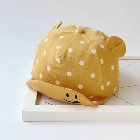 Säugling Baby Baseball Kappe Süßes Smiley Gesicht Stickerei Punkte Kleinkind Sonnenhut Verstellbare Baumwolle Kinder Sonnenhut