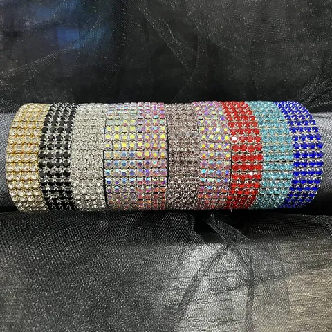 Fashion Women Rhinestone Stretch Bracelet Sparkly Crystal Elastic Bangle Elegant Wedding Party Jewelry Gift