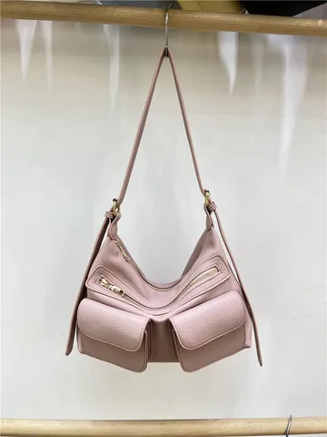 Women's Large Capacity PU Leather Motorcycle Style Crossbody Shoulder Bag Vintage Casual Tote Underarm Bag