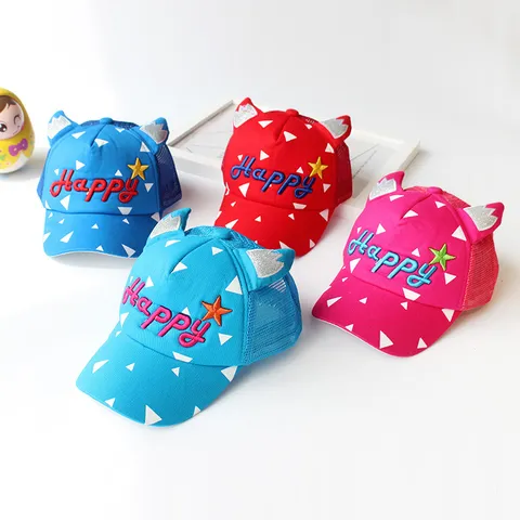 Kinder Baseballkappe Süßes Horn Design Baumwolle Mesh Verstellbar Sonnenschutz Hut Für Jungen Mädchen Sommer Outdoor Kinderhut
