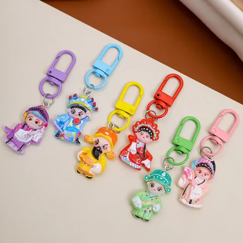 Chinesische Traditionelle Oper Figur Harz Schlüsselanhänger Süße Cartoon Tasche Pendant Paar Schlüsselanhänger Schultasche Dekoration