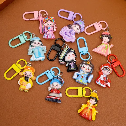 Süßer ethnischer Stil Mädchen Harz Cartoon Schlüsselanhänger DIY Kleber Zubehör Taschenanhänger Mode Schlüsselring Geschenk