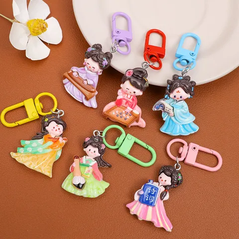 Chinesischer Stil Cartoon Charakter Harz Schlüsselanhänger Süße Traditionelle Kultur Tasche Anhänger Auto Hängende Ornament Geschenk