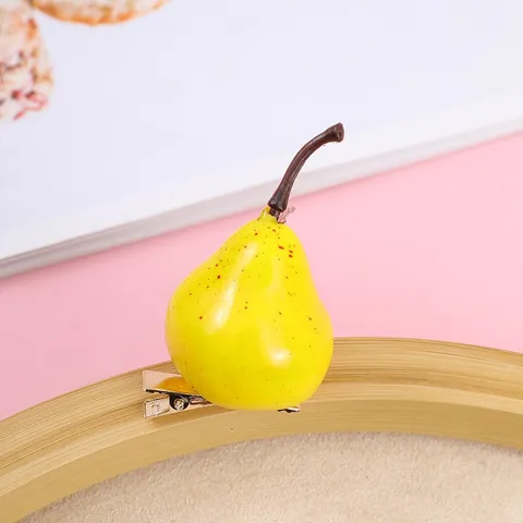 Niedliche Simulierte Frucht Harz Schnabel Haarspangen Erdbeere Kirsche Birne Apfel Haarschmuck Für Damen