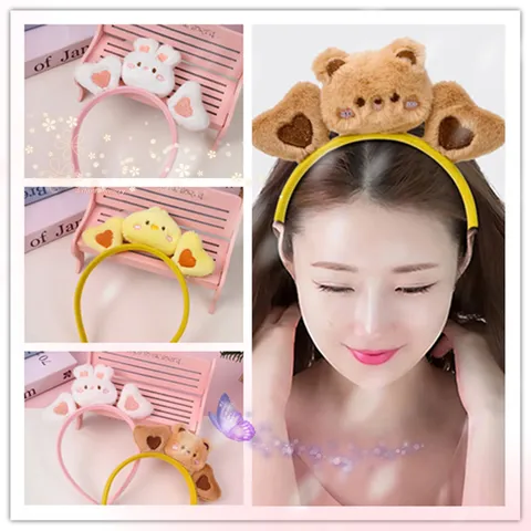 Süßes Cartoon Tier Plüsch Haarband Weich Süß Kaninchen Bär Frosch Gesicht Waschen Make-Up Stirnband Damen Haarschmuck