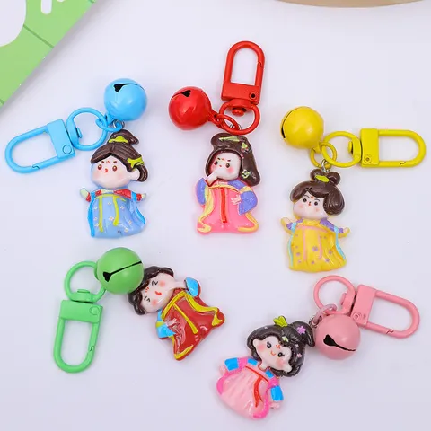 Süßer Cartoon Chinesischer Stil Tang Anzug Prinzessin Harz Glocke Schlüsselanhänger Tasche Anhänger Mädchen Mode Schmuck Geschenk
