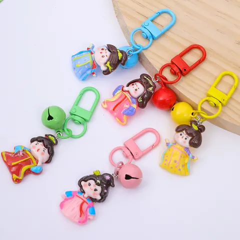 Süßer Cartoon Chinesischer Stil Tang Anzug Prinzessin Harz Glocke Schlüsselanhänger Tasche Anhänger Mädchen Mode Schmuck Geschenk