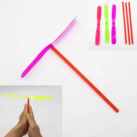 Klassisches Outdoor Fliegendes Kunststoff Bambus Libelle Kinder Lernendes Interaktives Spielzeug Buntes Drehendes Propeller Spielzeug