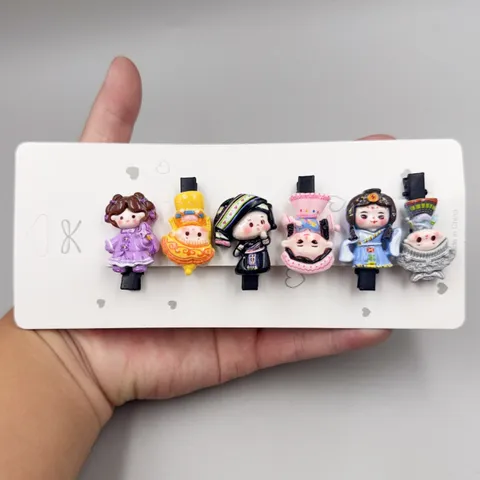 Süße Ethno-Stil Harz Zeichentrickfigur Haarspangen Set National Trend Dekoratives Haarschmuck Für Damen Und Kinder