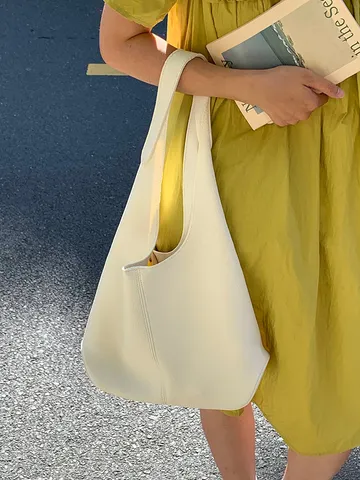 Minimalist Soft PU Leather Shoulder Bag For Women Large Capacity Casual Tote Hobo Bag Daily Commuting Handbag