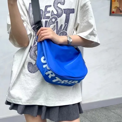 Workwear Crossbody Bag Casual Canvas Dumpling Bag Crescent Shoulder Bag Letter Print Fashion Travel Bag For Women Men