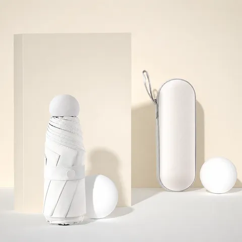 Mini Parapluie Capsule Léger à Cinq Plis Anti-UV Pluie et Soleil Ombreelle de Poche Portable pour Voyage Quotidien