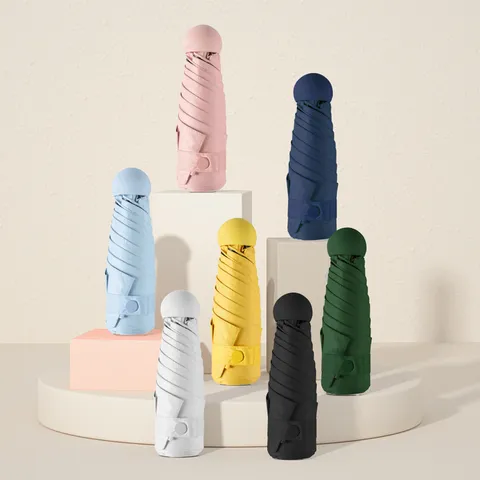 Mini Capsule Lightweight Five-Fold Anti-UV Sun Rain Umbrella Portable Pocket Sunscreen Parasol For Women Daily Travel