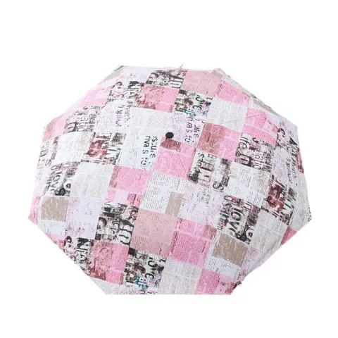 Foldable Newspaper Print Automatic Manual Umbrella UV Protection Sun Umbrella