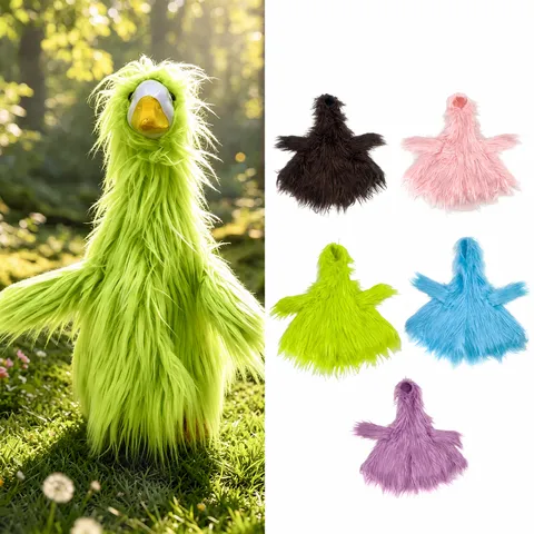 Cute Plush Furry Monster Outfit For Porch Goose Statue Lawn Garden Yard Decorative Novelty Goose Apparel Costume Hat Cloak Set