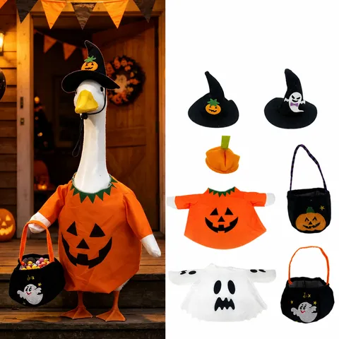 Halloween Veranda Gans Standbeeld Kostuum Pompoen Geest Heks Hoed Snoep Zak Feestelijke Tuin Terras Gazon Decoratie Accessoires