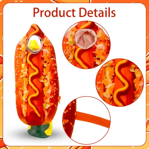 Hot Dog Porch Goose Costume 23 Inch Yard Ornament Outfit Halloween Thanksgiving Festive Garden Decor Stars Stripes Printed Dress