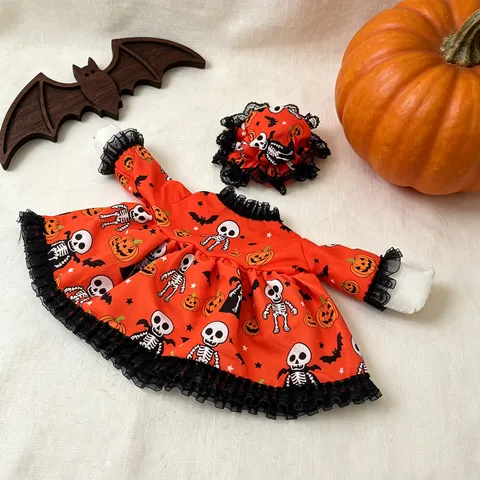 Costume da Halloween per Oca da Portico Abito da Strega Con Cappello Scopa Corvo Motivo Zucca Teschio Giardino Decorazione Festiva