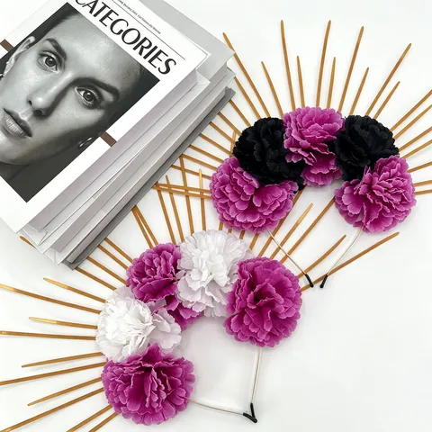 Mexican Day Of The Dead Floral Headband Sunburst Halo Crown Rose Flower Headband Halloween Party Costume Accessories Hair Hoop For Women