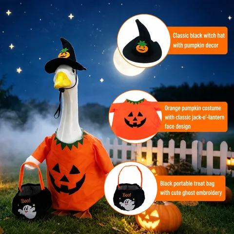 Halloween Veranda Gans Standbeeld Kostuum Pompoen Geest Heks Hoed Snoep Zak Feestelijke Tuin Terras Gazon Decoratie Accessoires